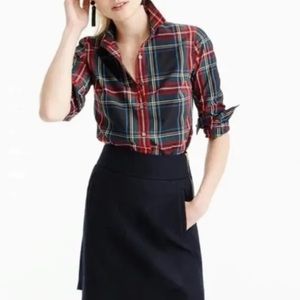 J. Crew Black/Red Stewart Plaid Long Sleeve Button Down Shirt (size large)